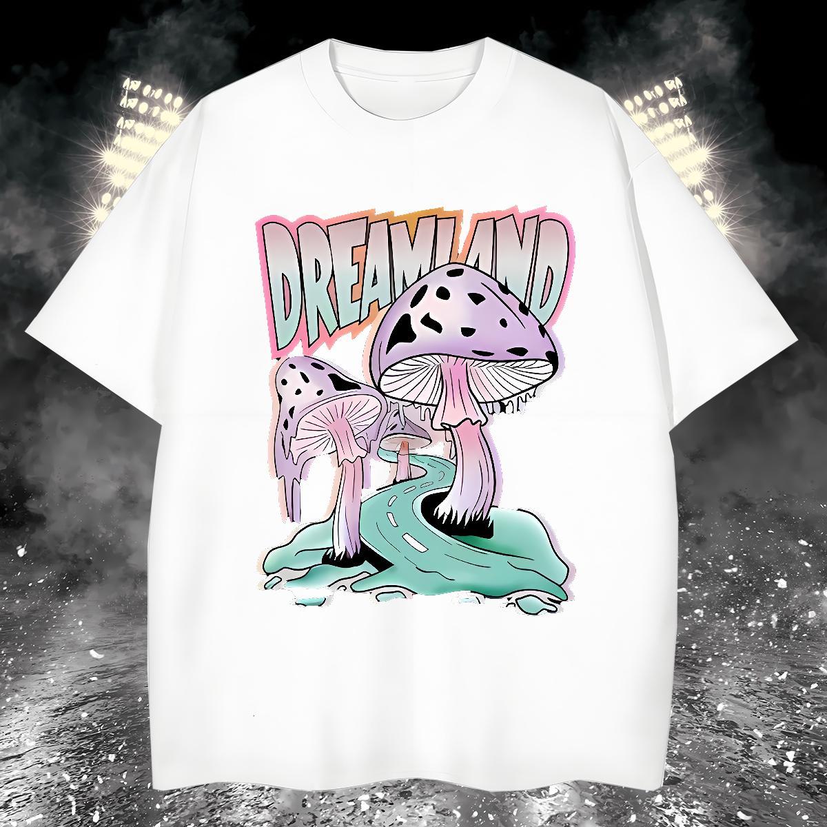 High Quality mushroom T-Shirts Hip Hop Street Tshirts 230g Cotton Designer O Neck Short Sleeves DIY Clothes