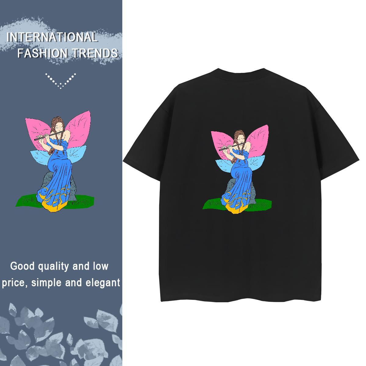 Casual New T-Shirts 230g Pure Cotton O-Neck Short Sleeve Hip Hop portrait Tshirt for Man Woman Unisex Custom Print Plus Size Clothings