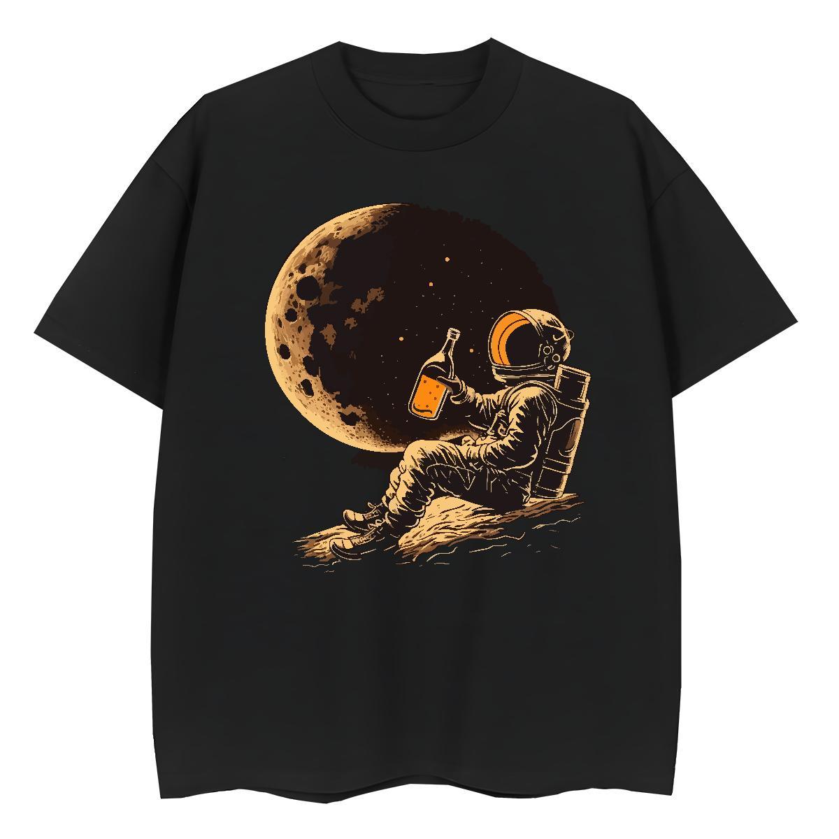 Free Shipping Women Tshirts 100% Cotton 230g cosmonaut High Street Hip Hop T Shirt For Woman Crew Neck Custom Printing Polos