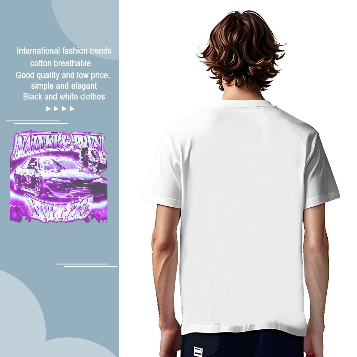 Loose car Man T Shirts Anime Printing Street Men Tshirts 230g 100% Cotton DIY Customized Breathable Crew Neck DIY Printed Top Tees