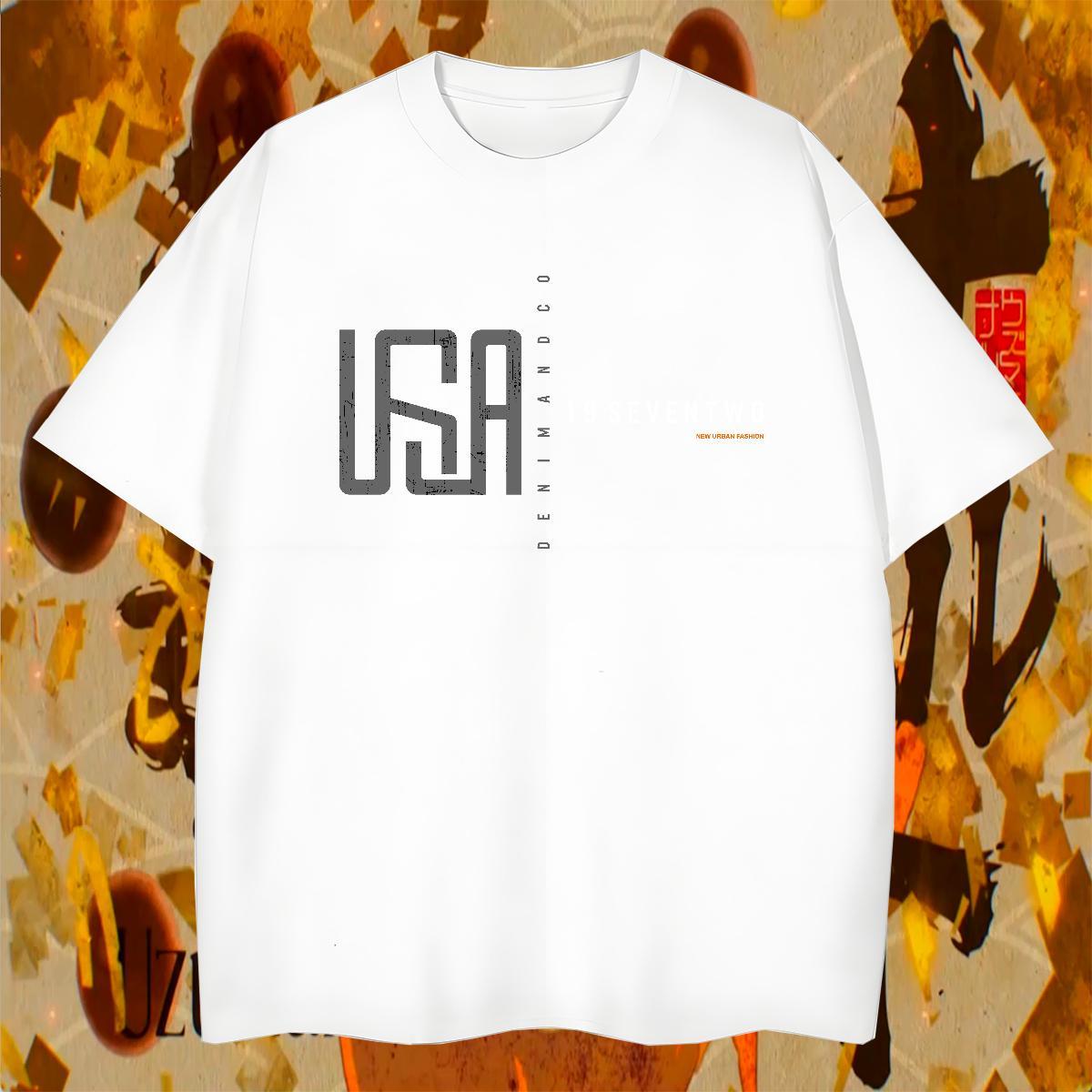 Brand Men Clothes T-Shirt Hip Hop Street 230g Pure Cotton Plus Size Cartoon Short Sleeve O-Neck USA Mens T Shirts New Designer Tees