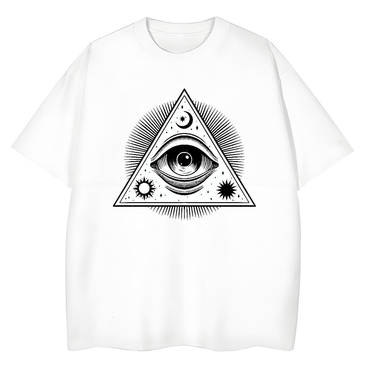 2024 Casual T-Shirts 100% Cotton 230g O Neck Short Sleeves Outdoor eye of the devil Tshirt for Man Woman Soft DIY Logo Top Shirts