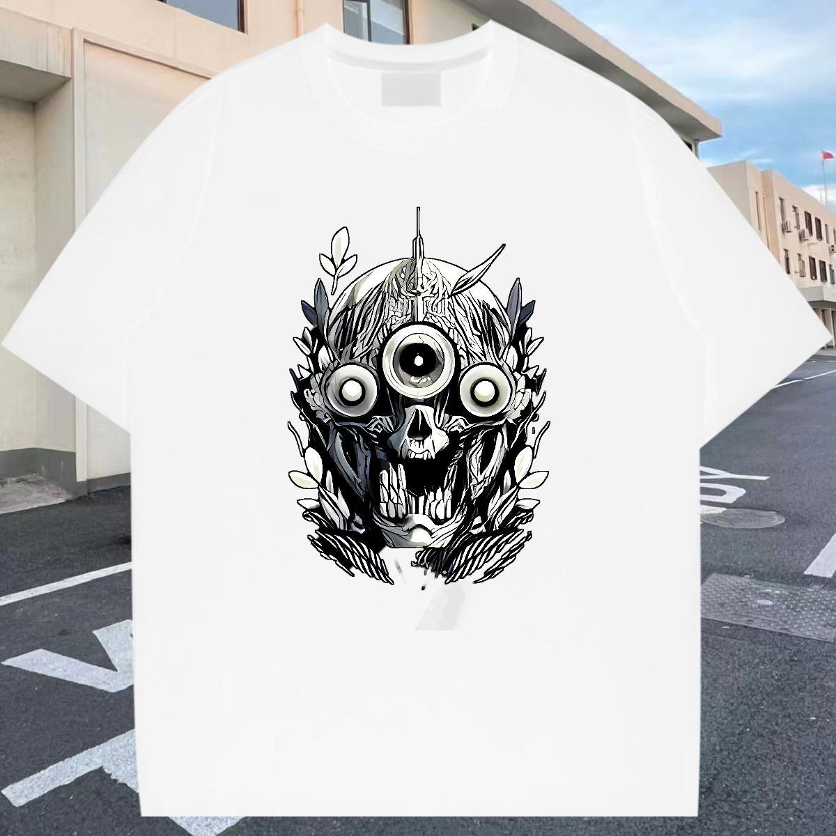 Soft T-Shirts 100% Cotton 230g skull Street Wear Skull Breathable Men Tees Custom Tops Tees