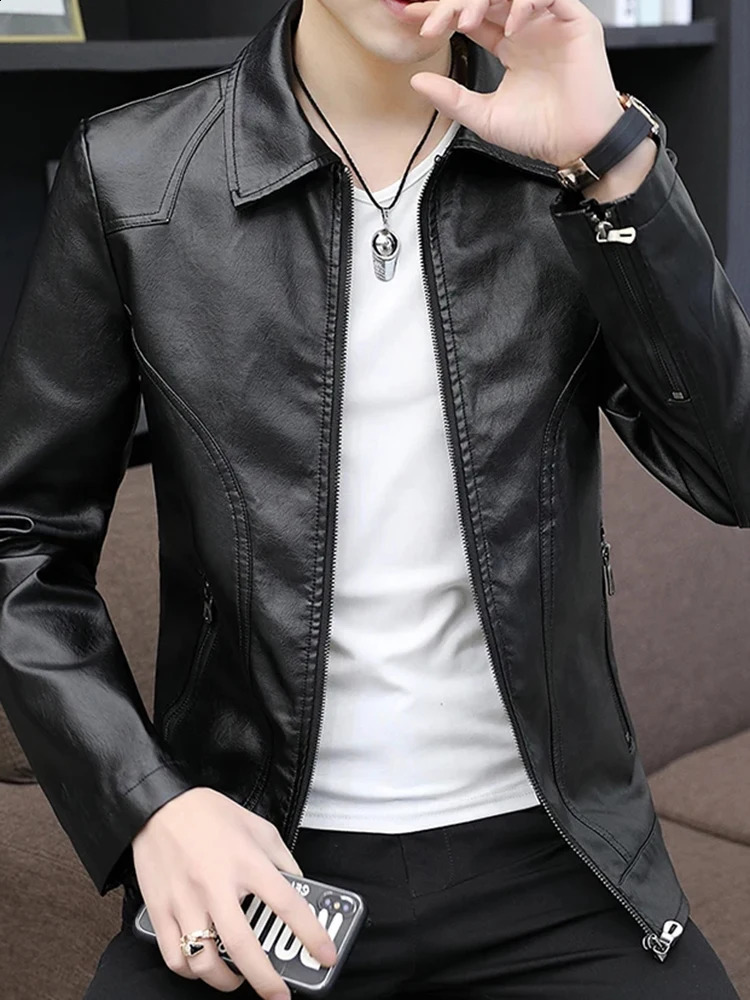 Padded And Thickened High-Quality Cotton Cold Casual Zipper Lapel Solid Color Fashion Trend Retro Versatile Pu Leather Jacket 240822