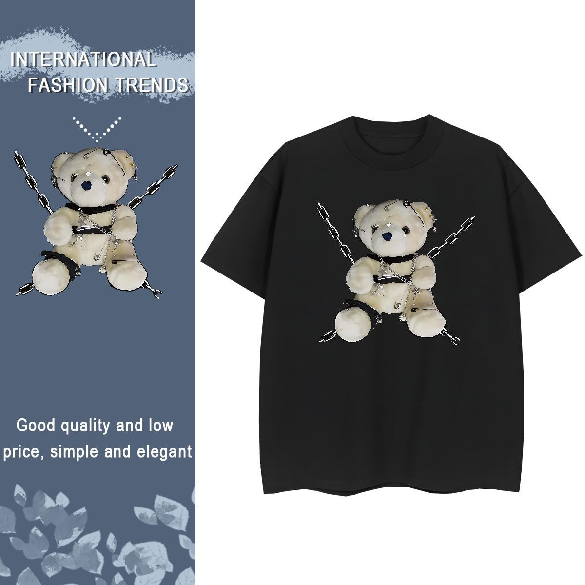 New Arrival T Shirts Women Crew Neck 230g Pure Cotton Women Tees DIY Anime bear Street Wear Designer Nice Clothes Shirt