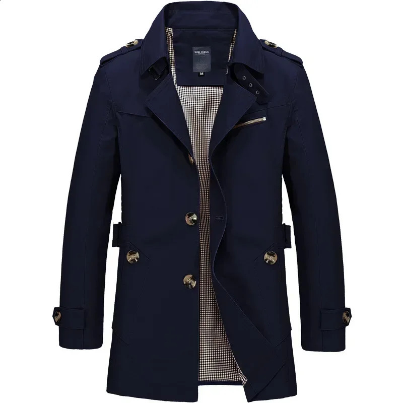 Mens Business Windbreaker Long Jackets Men Cotton Trench Coats Casual Spring Autumn Fashion Male Suit Streetwear Blazers 240822