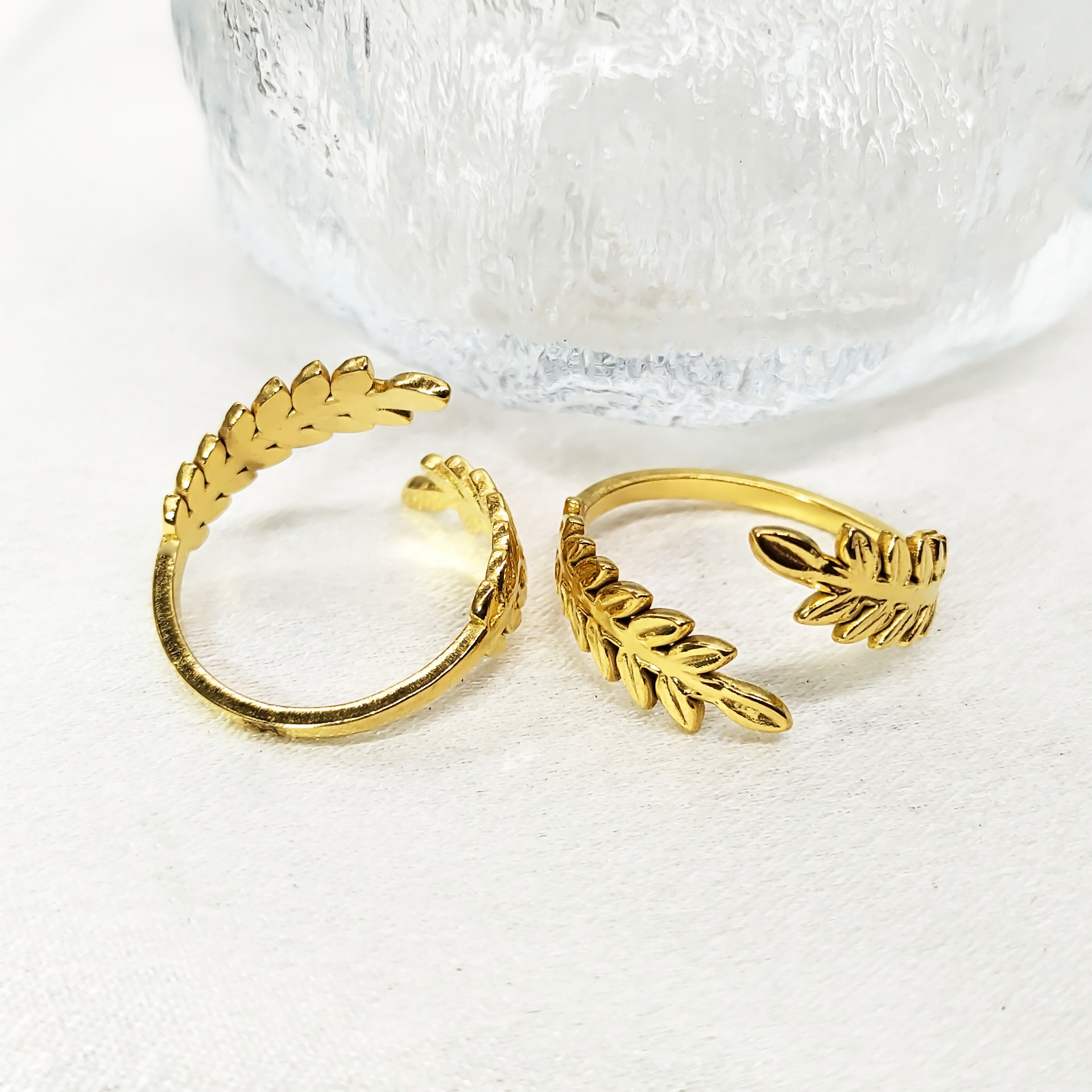 Fashionable, trendy, personalized, titanium steel, wheat ear adjustable ring, simple, rustic and beautiful ring