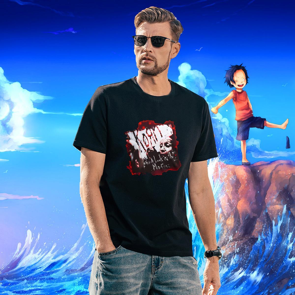 Classic Casual Home Outdoor Men Tees scary Round Neck Short Sleeve 230g Pure Cotton T-Shirts for Men Cool Design Anime Tops Shirt