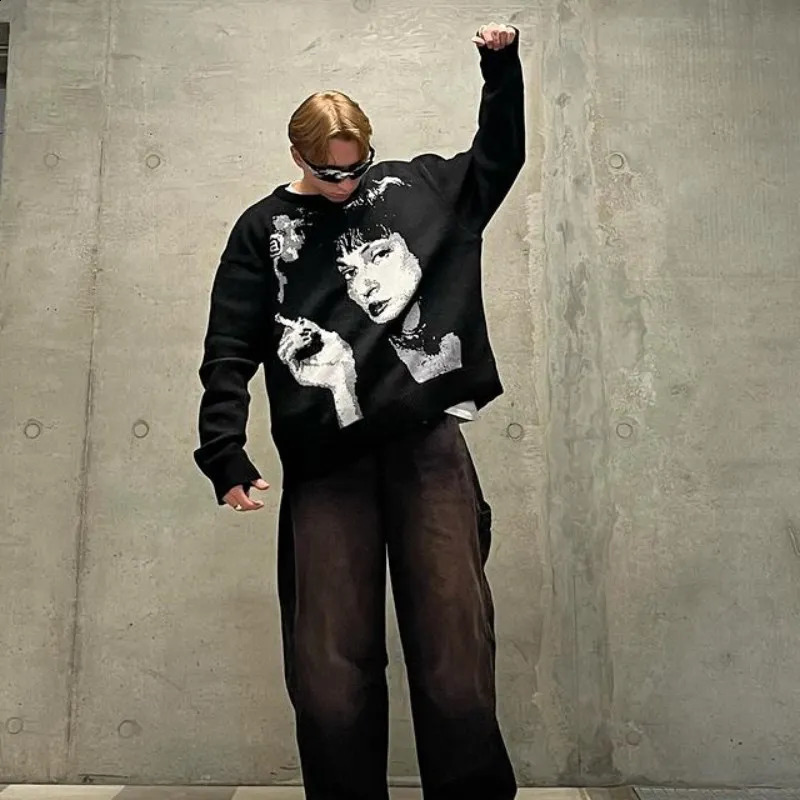 Oversized Sweater Loose Y2K Pullovers Aesthetic Streetwear Pullover Unisex pullover women ins warm Anime Winter Casual Top 240821