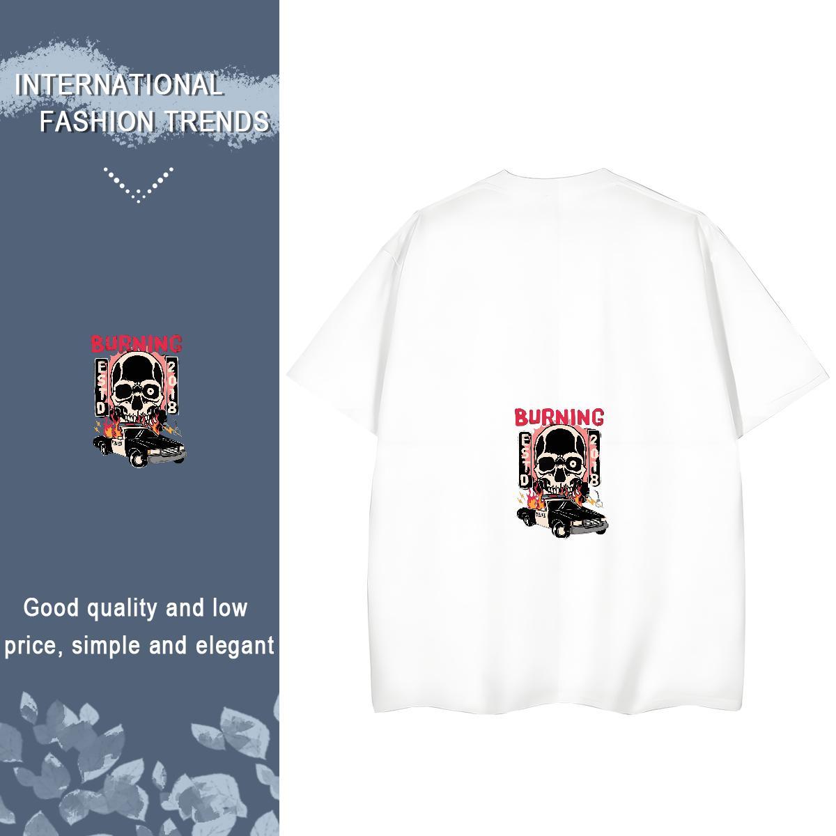 TOP Quality Woman T Shirts 230g Pure Cotton Breathable Soft Sports Casual skull Women Tshirts Loose Customized Print Tops Shirt