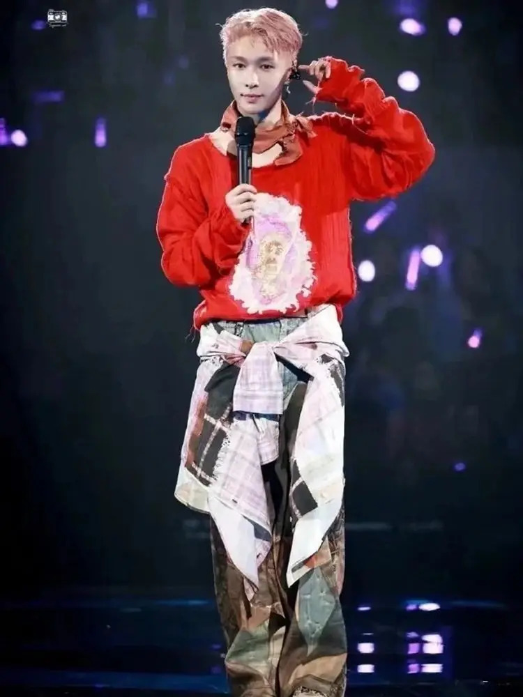 Yao888 Fashion Niche Graphics Print Casual Pants Vintage Streetwear Loose All Match Trousers Y2k Retro Jeans For Men 240812