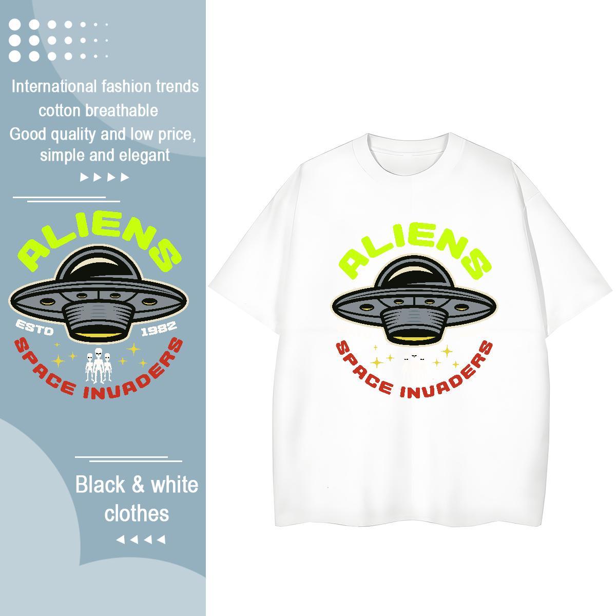New Arrival Woman T Shirts Breathable 230g Pure Cotton Women Tshirts Customized Print UFO Hip Hop Street Popular Clothings