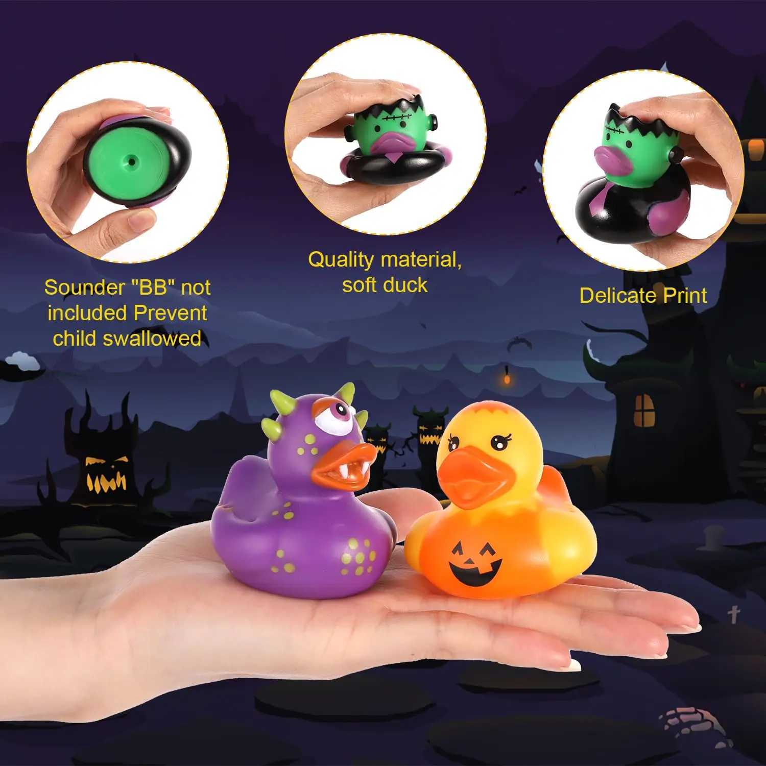 50/100pc Halloween Rubber Ducks Assorted Halloween Themed Rubber Ducks Ducky Toy Decoration for Halloween Party Favors Y240821