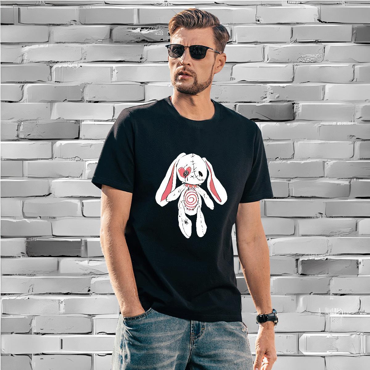 Classic T shirt rabbit Breathable Street wear Hip Hop DIY Logo Oversized 100% Cotton 230g Couples T Shirts Fashion Design Top Tees