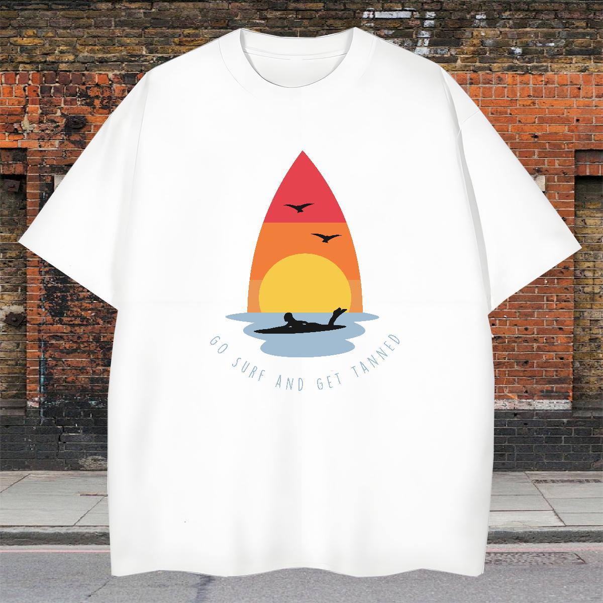 Cool Couples T Shirts Casual Beach 100% Cotton 230g Oversized Short Sleeve O-Neck wave Man T Shirts Designer Tops Tees