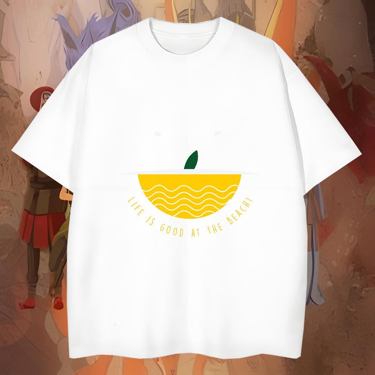 Soft Tshirts Casual Beach 100% Cotton 230g DIY Pure Cotton wave Man T Shirts New Designer Clothes