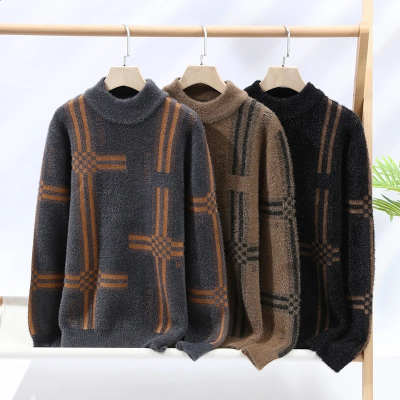 Winter Fashion Cashmere Sweater Men High Quality Comfortable Mens Sweaters Thick Warm Male Pullover 240821