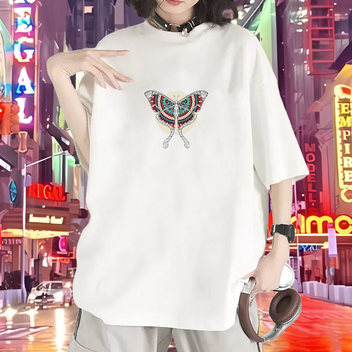 2024 Designer T Shirts Women Comfortable 230g Pure Cotton Woman Tshirt Skull Butterfly Street Casual Female Tops Tees
