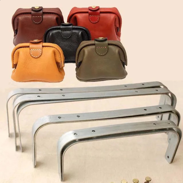 30cm handmade leather clothing doctor gold leather bag metal frame screw clutch frame arc-shaped handmade retro handbag DIY accessories 240821