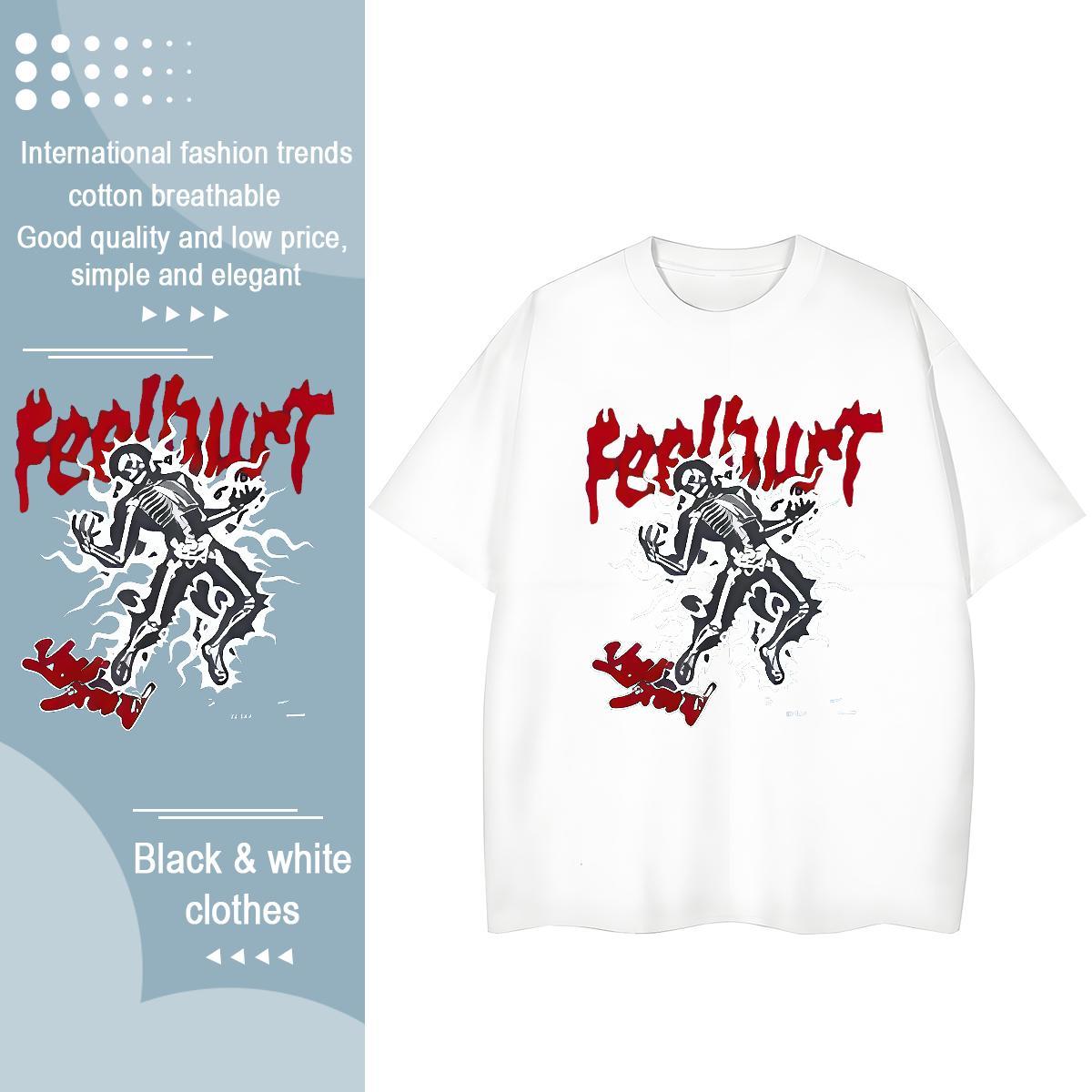 Custom Women T Shirts 230g Pure Cotton Round Neck Short Sleeve Summer Casual skull Unisex Tshirts Wholesale Custom Print Plus Size Tee Shirt