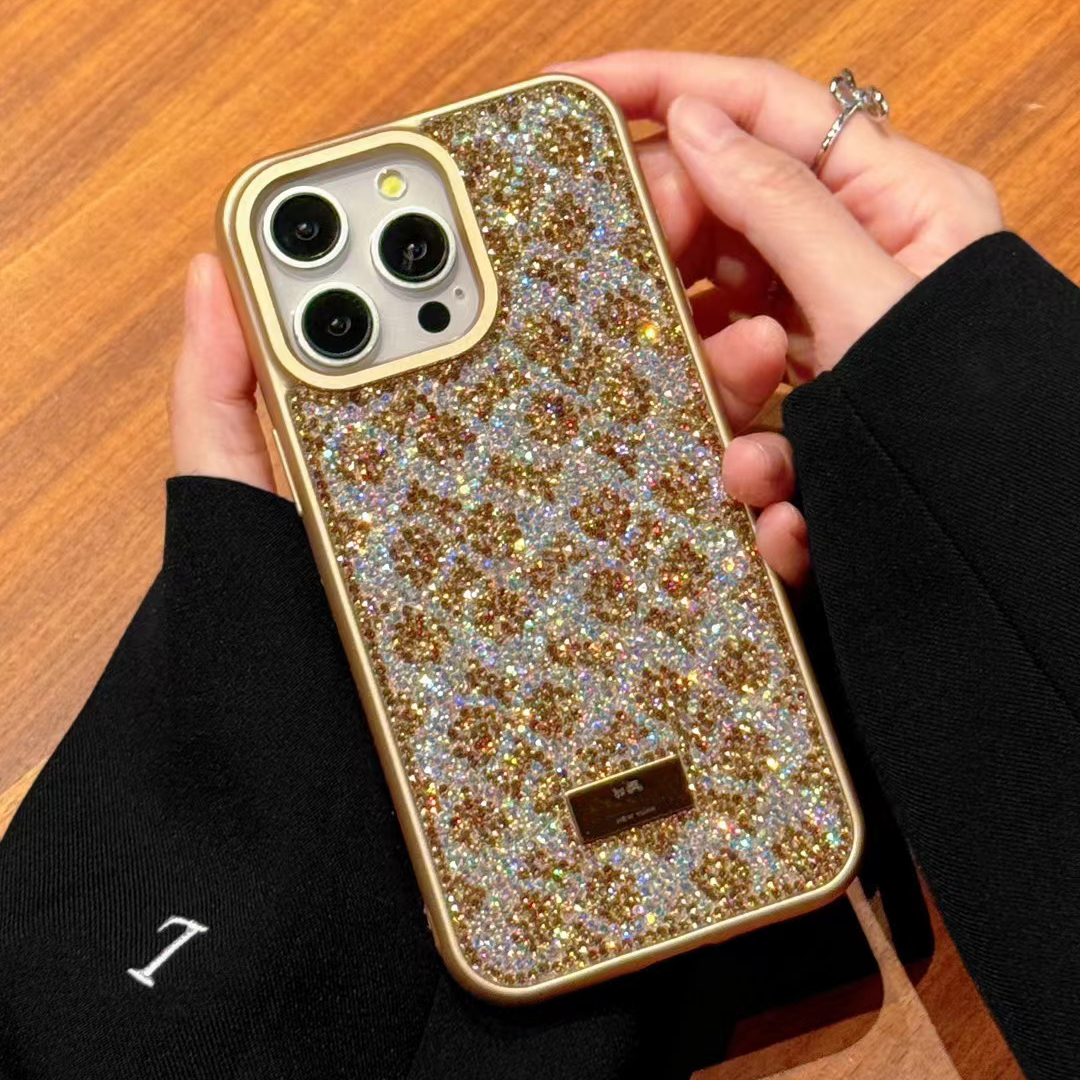Luxury Bling Glitter Phone Cases For Iphone 13 14 15 16 17 Air 17pro Pro Max Fashion Designer Plating Rhinestone Diamond Women Soft Silicone Protectiv