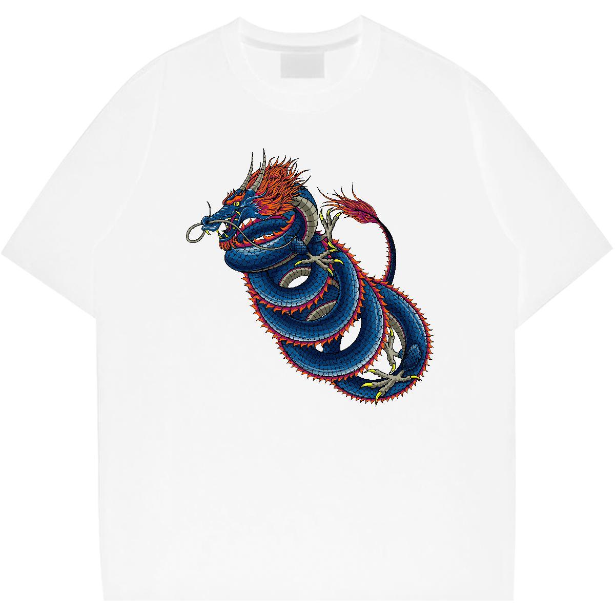 High Quality dragon Man T Shirts Street Casual Men Tees 100% Cotton 230g 2024 Summer Breathable Oversized 4XL Top Tees