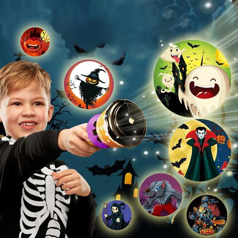 Cartoon Luminous Ghost Pumpkin Projector Flashlight Toys Children Light Pattern Sleep Flashlight Baby Educational Halloween Gift Y240821