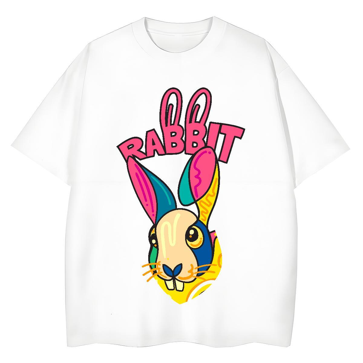 Custom Women T Shirts O Neck Short Sleeves 100% Cotton 230g Lady T shirt Black White rabbit Sport Designer Clothes