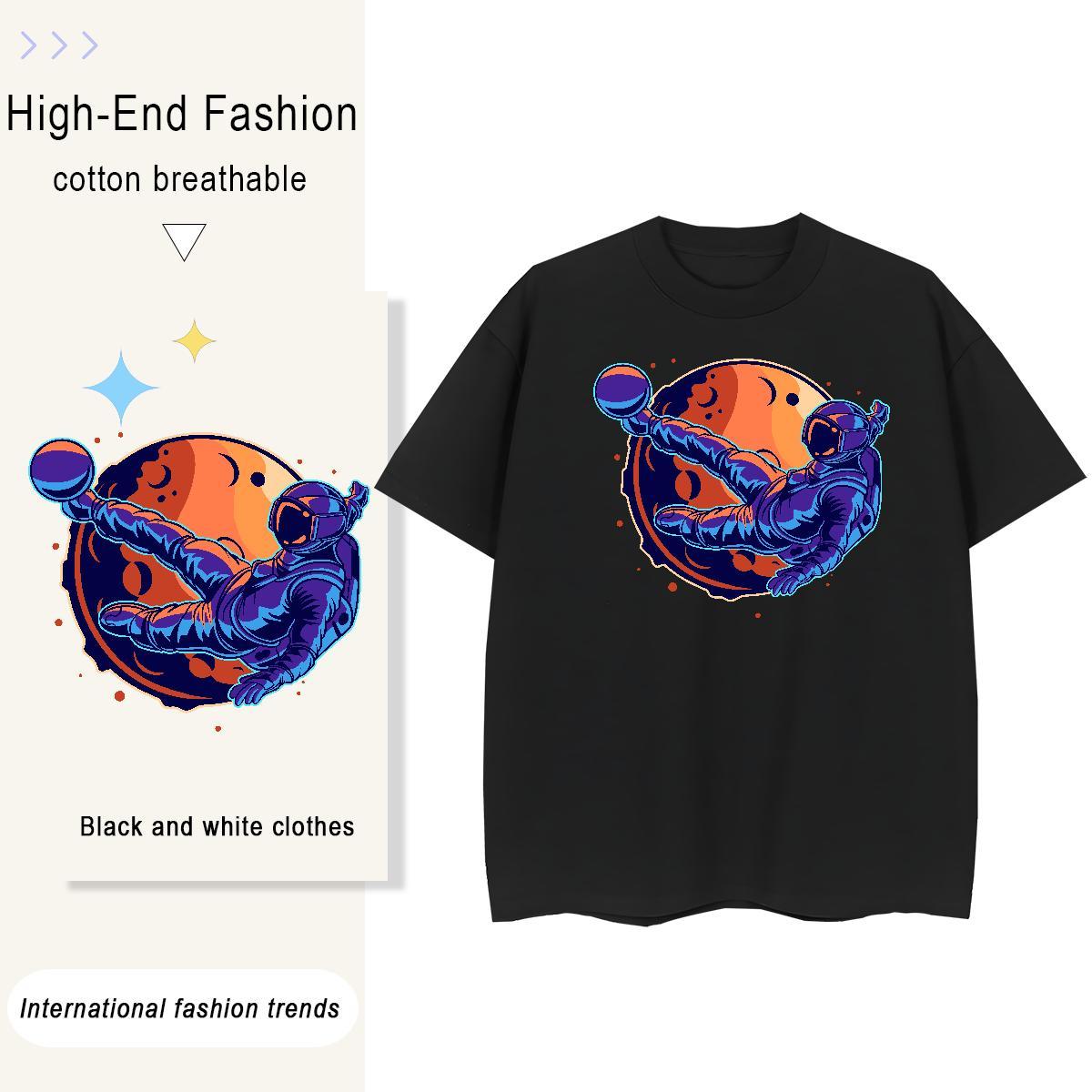 High quality Women Tees 230g Cotton cosmonaut Hip Hop T-Shirts for Women Breathable Short Sleeve Custom Printed Tops