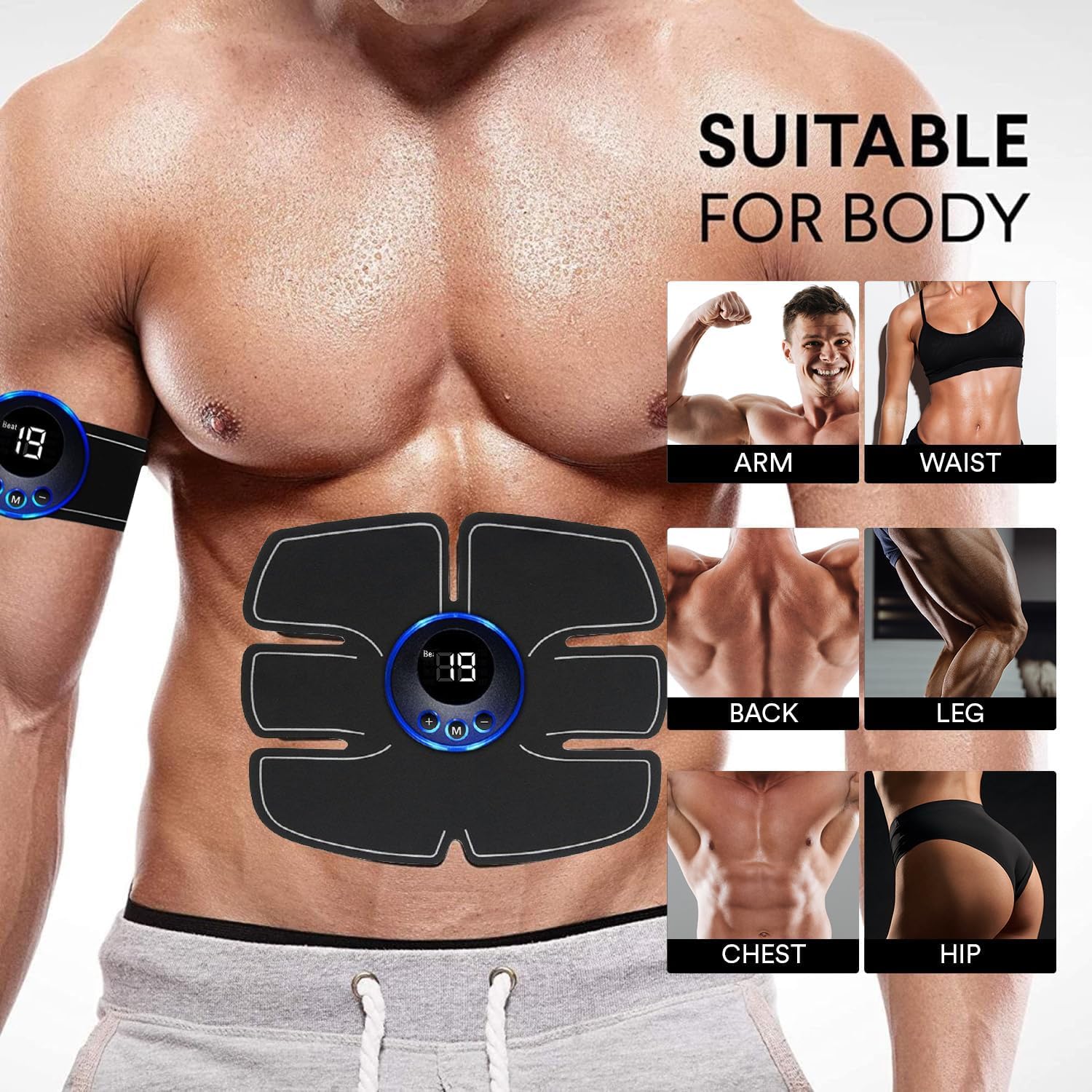 ABS Stimulator Abdominal Toning Belt Trainer EMS Muscle Stimulator Abs Workout Portable Equipment Ab Sport Exercise Belt for Men and Women