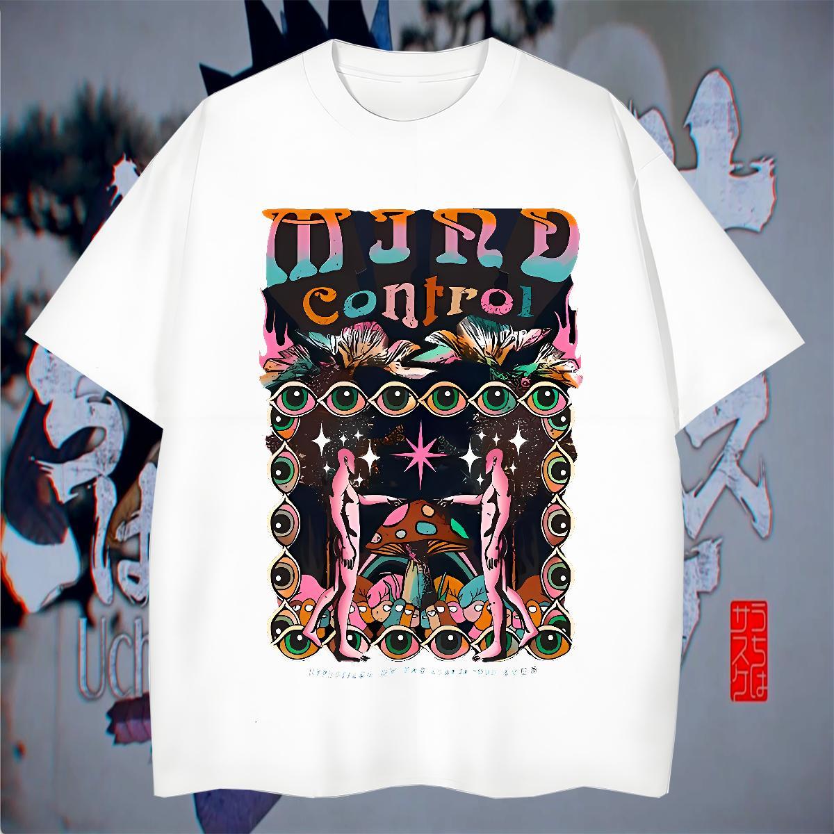 Comfortable Men Tops Tees Home Outdoor 230g Pure Cotton DIY Anime Breathable Crew Neck eyes T-Shirts Fashion New Tees Shirts