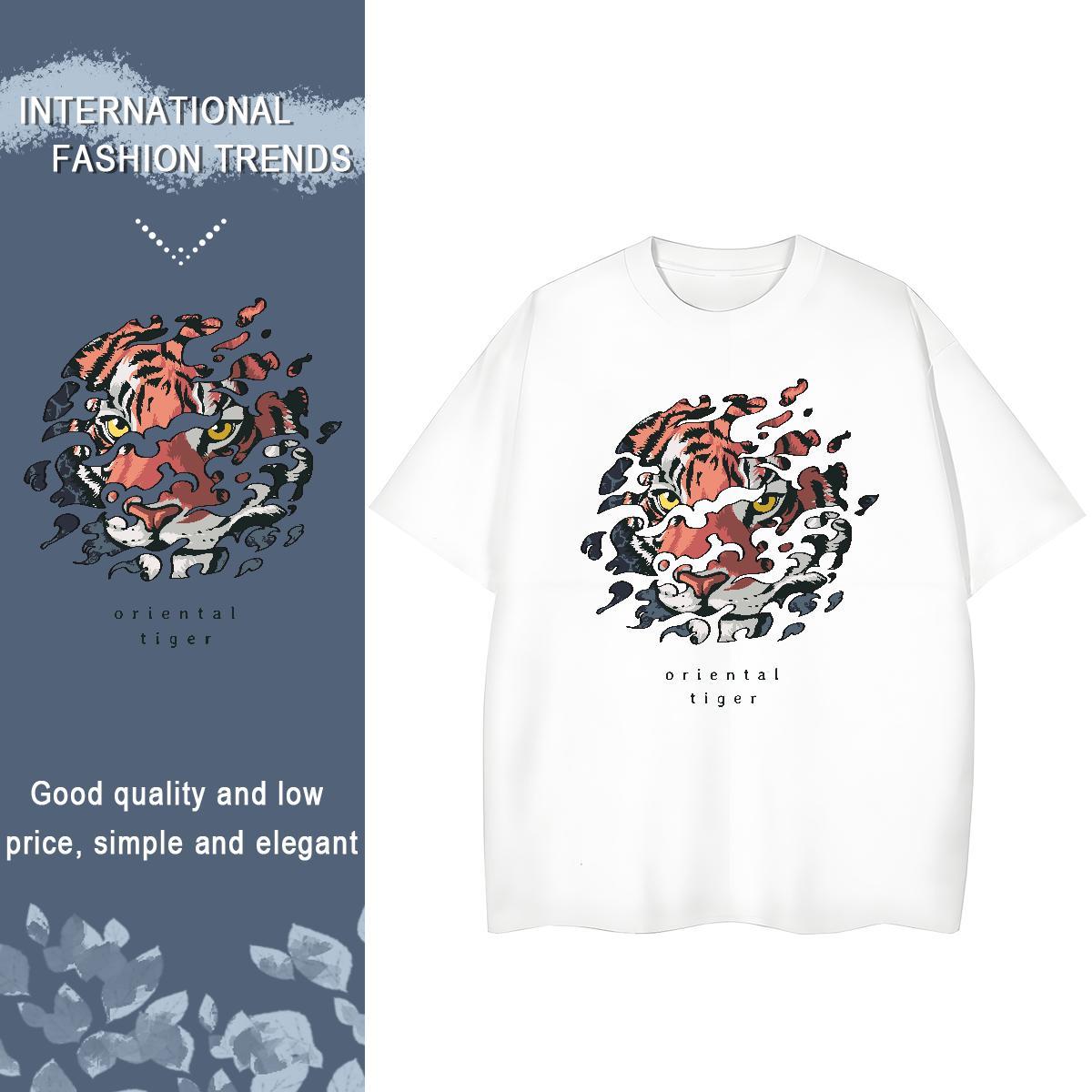 Stylist Womens T Shirts Breathable 100% Cotton 230g Lady T shirt Floral Print tiger Casual Beach Soft Wear