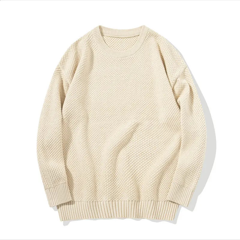 Trendy Solid-color Simple and Loose Sweater for Young Men Casual and Versatile Thickened Pullover Knitted Sweater S-2XL 240821