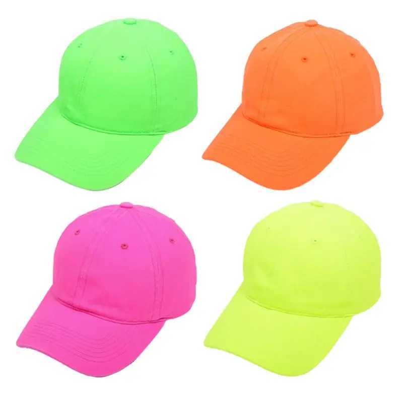 Neutral fluorescent neon baseball cap bright solid color outdoor sun hat W240903