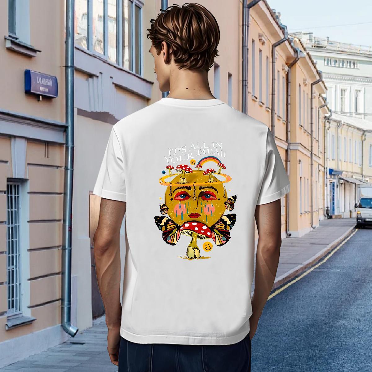 Designer Fashion Men Tshirts 230g 100% Cotton Casual mushroom Crew Neck T-Shirts High Quality Oversized 3XL 4XL Wear