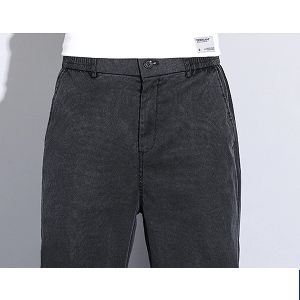 Summer Jeans for Men Thin Soft Lyocell Fabric Loose Straight Wide Leg Pants Elastic Waist Casual Trousers Plus Size M-5XL 240822