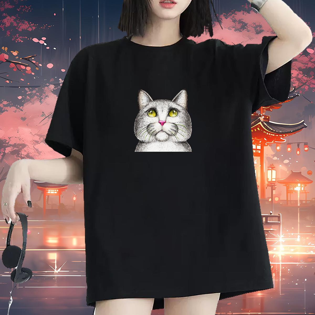 New T-Shirts Crew Neck Breathable 230g 100% Cotton Unisex Tshirts Customized cat Casual Sport Designer Nice Tops Shirt