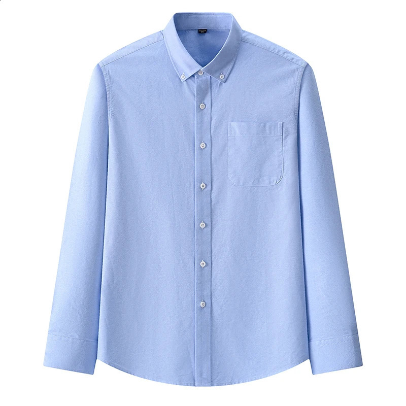 High Quality Cotton Mens Shirts Business Casual Button Lapel Long Sleeve Shirt Breathable Oxford Lattice Work Shirt S-5XL 240822