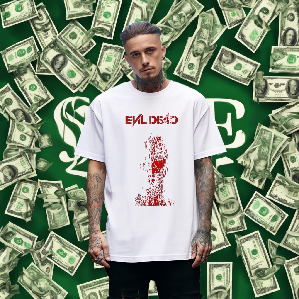 2024 DIY Street wear Hip Hop Men Tees scary Round Neck Short Sleeve 100% Cotton 230g T-Shirts Loose Plus Size Cartoon Tees Shirts