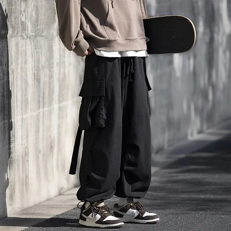 Casual Fashion Multiple Pockets Hong Kong Breeze Cargo Pants Man High-quality Summer Autumn Loose Personality Street Trousers 240822