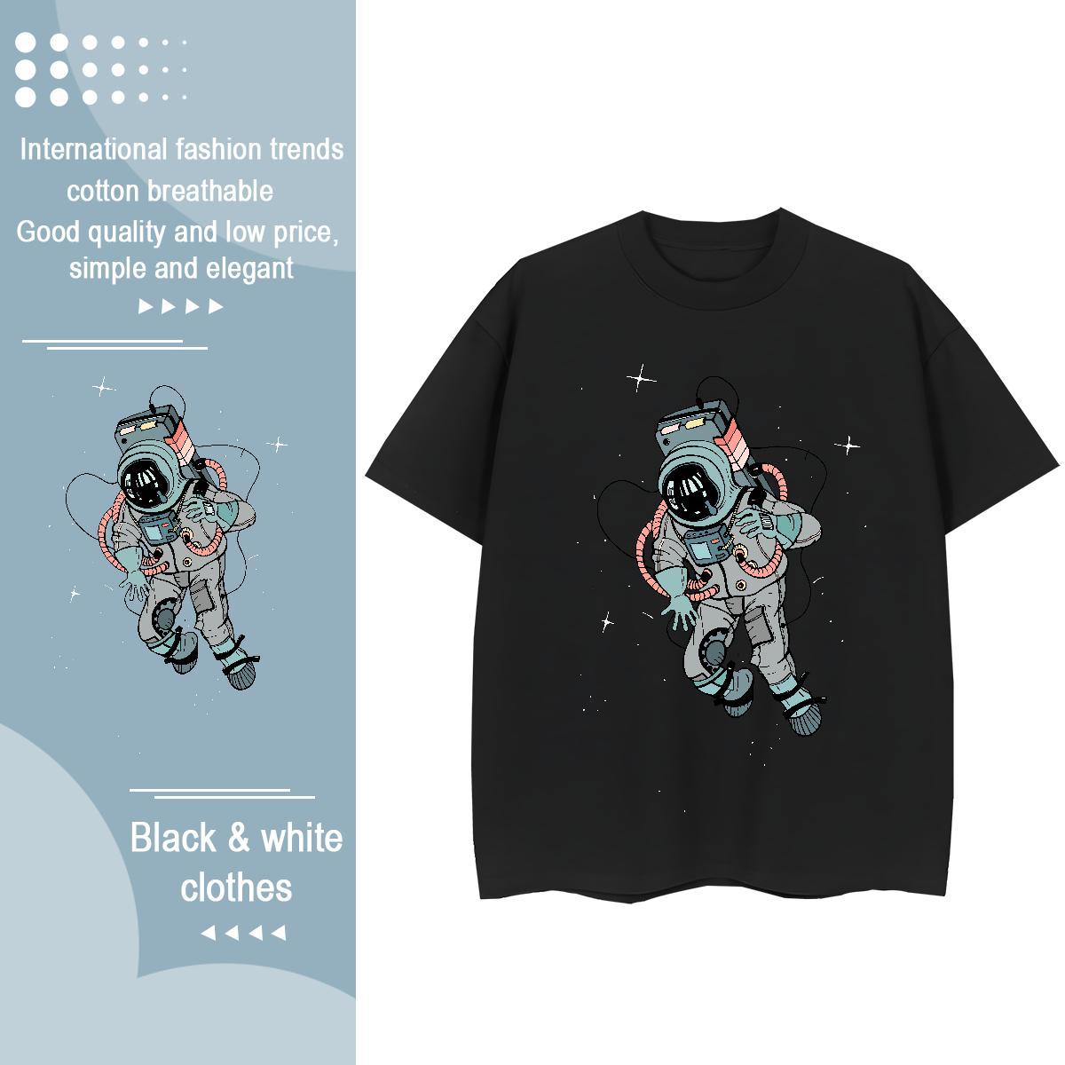 Brand Woman Tshirt 230g Cotton cosmonaut Hip Hop Women T Shirts O Neck Short Sleeves Custom Printing Tshirts