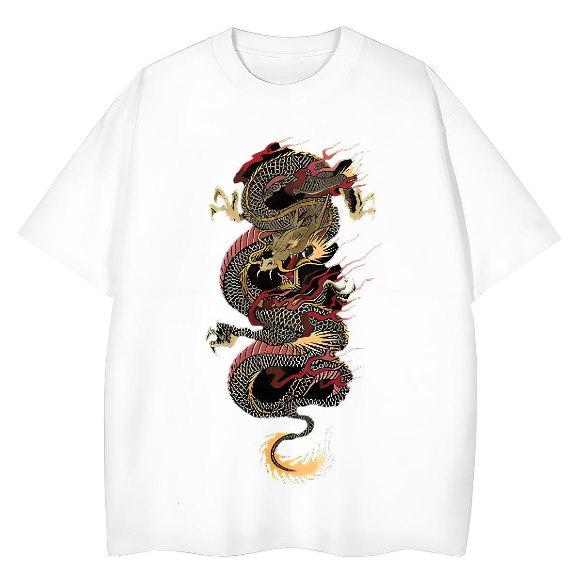 Comfortable Men Clothes T-Shirt Hip Hop Street 230g Cotton Custom Printed Short Sleeve Soft Angry Dragon Mens T Shirts 2024 Polos