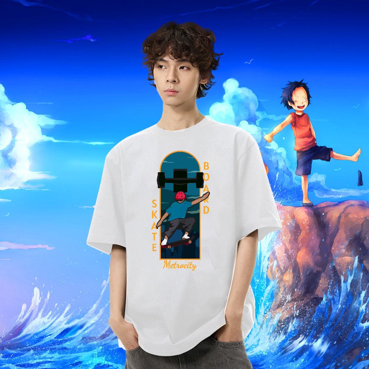 Soft Men Clothes T-Shirt Daily Wear 230g Pure Cotton DIY Breathable Crew Neck skateboarding Man T Shirts New Arrival Tops Shirt