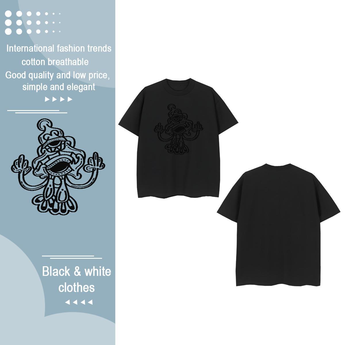 New Arrival T shirt Breathable 230g 100% Cotton Couples T Shirts Plus Size Cartoon ET Sport High quality Clothes Shirt