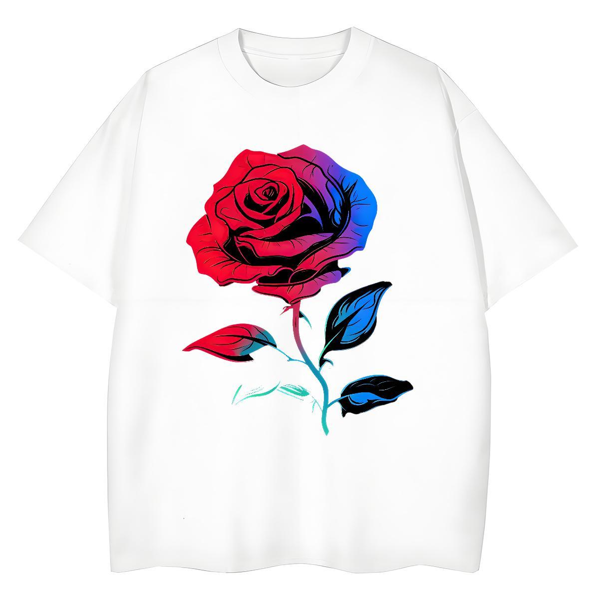 New Arrival Woman T Shirts O Neck Short Sleeves 230g Pure Cotton Couples T Shirts Custom Print Oversized ROSE High Street Hip Hop Lady Wear