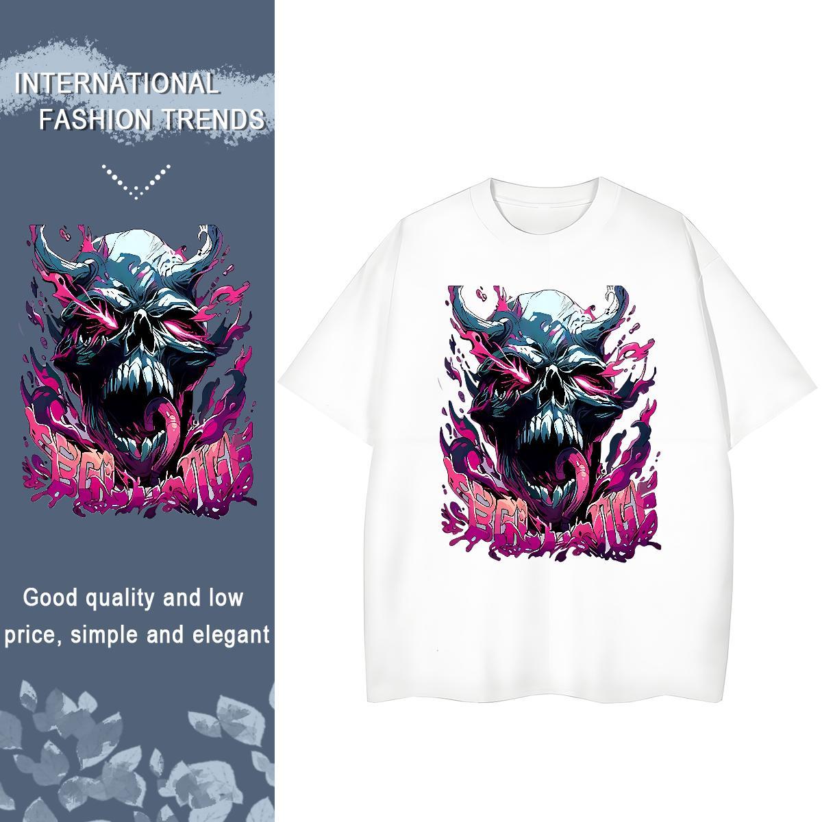 2024 DIY T Shirt For Woman 230g 100% Cotton Breathable Crew Neck Home Outdoor skull Tshirt for Man Woman Comfortable Customized Top Shirts