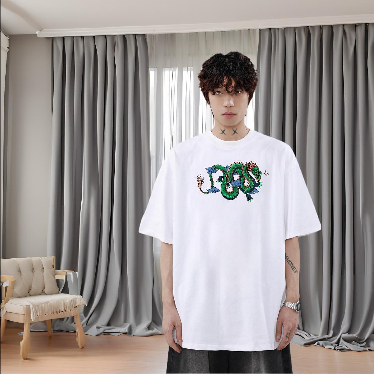 Custom Summer Casual Mens Tshirts dragon Round Neck Short Sleeve 230g Pure Cotton T shirt Cool Design Plus Size Custom Top Tees
