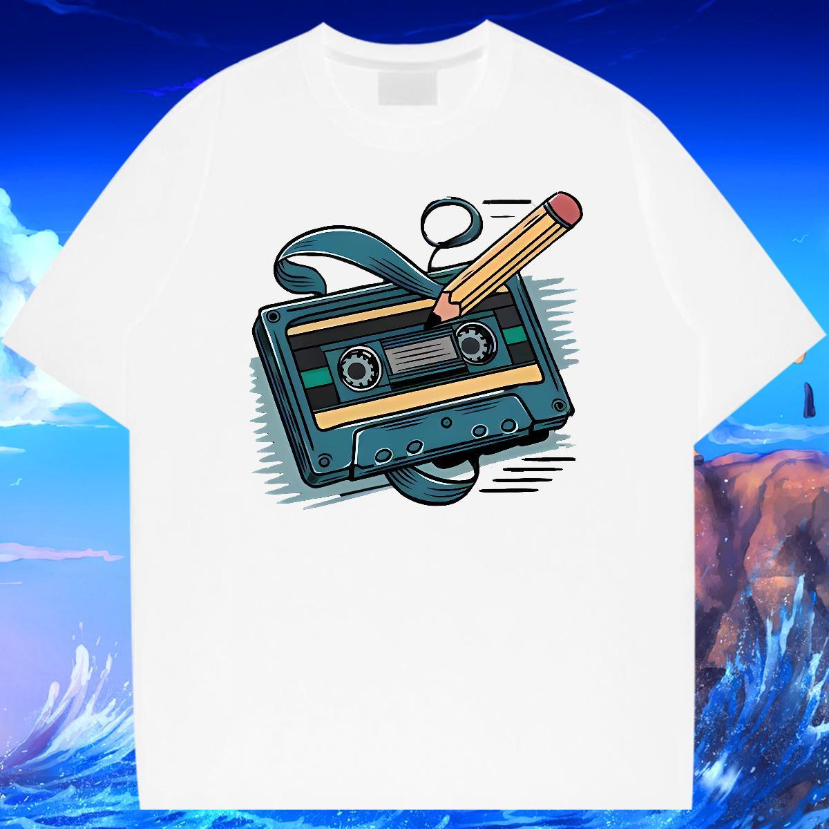 Unisex Men Clothes T-Shirt Outdoor 230g Cotton Graphic Round Neck Short Sleeve radio Men T Shirts Classic Top Tees
