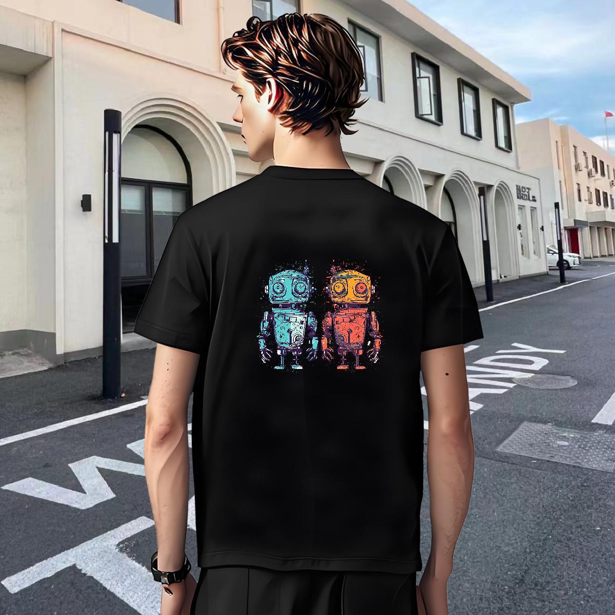 Cool Tshirts Street Wear 230g Cotton Anime Print Breathable Crew Neck ET T-Shirts for Men Classic Casual Tee Shirt
