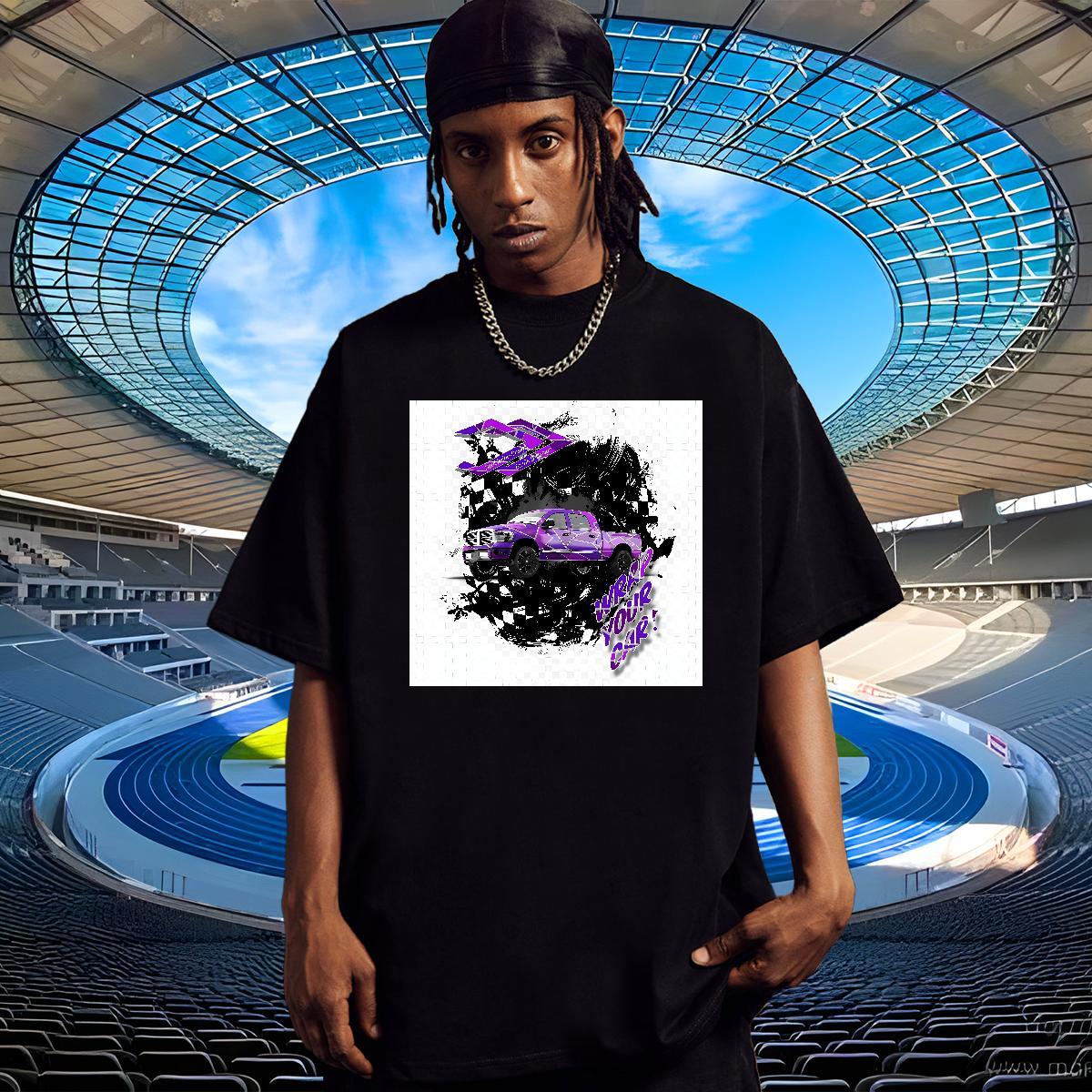 Unisex Mens Tshirts Anime Printing Street 230g Cotton DIY Anime Breathable Soft car T-Shirts for Men 2024 New Clothings